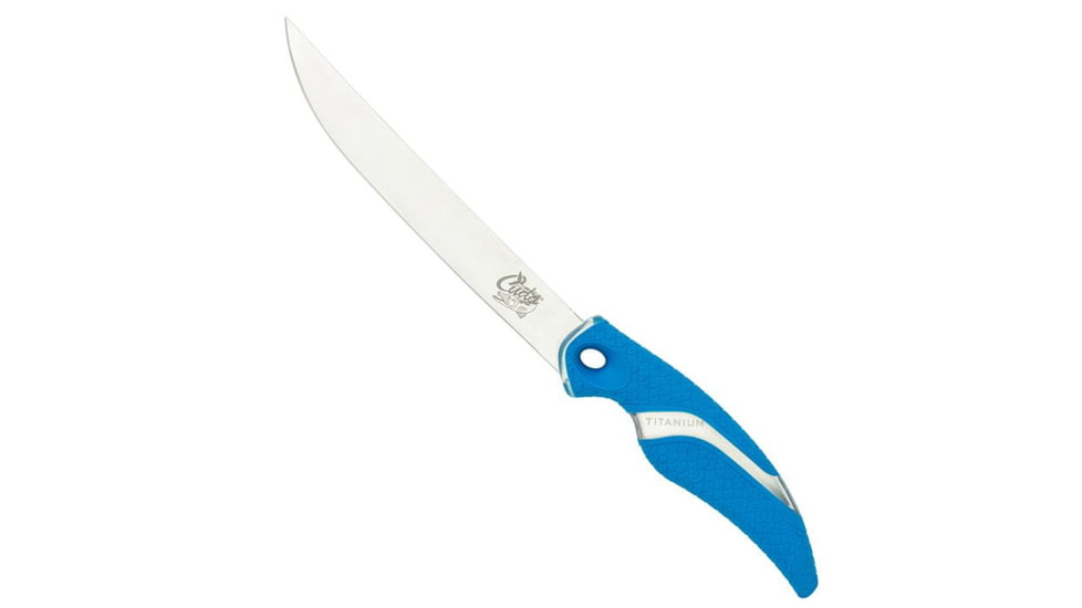 Cuda Knives Cuda Flex Fillet 7 Fixed Blade Knife, 7in, German 4116 Steel, Standard Edge, Blue, Synthetic Handle, 18090