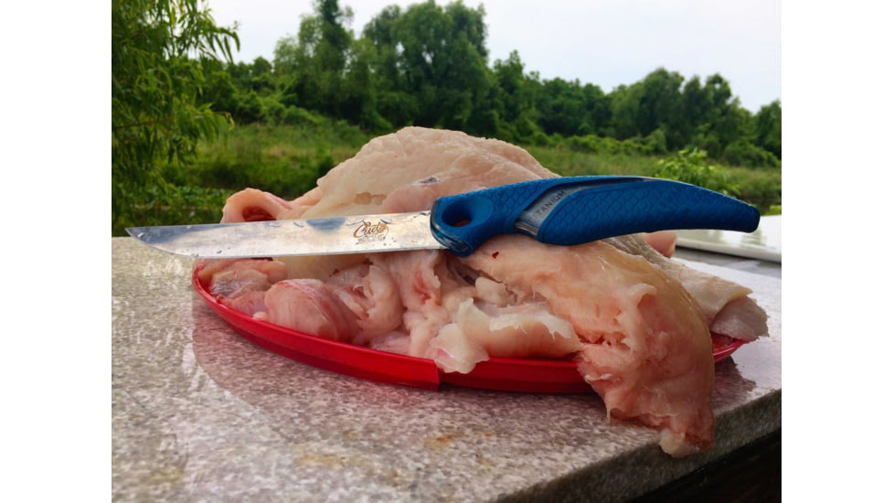 Cuda Knives Cuda Flex Fillet 7 Fixed Blade Knife, 7in, German 4116 Steel, Standard Edge, Blue, Synthetic Handle, 18090