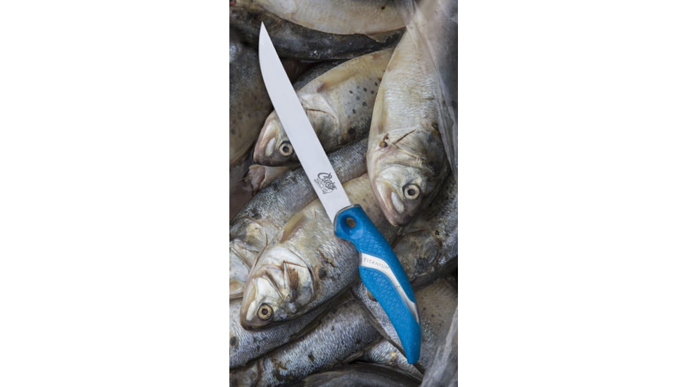 Cuda Knives Cuda Flex Fillet 7 Fixed Blade Knife, 7in, German 4116 Steel, Standard Edge, Blue, Synthetic Handle, 18090