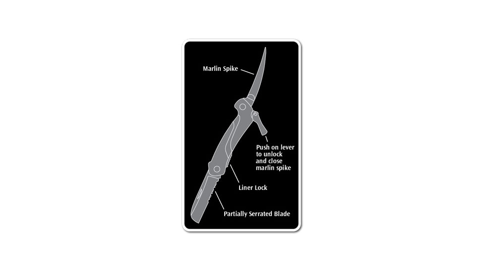 Cuda Knives Cuda Marlin Spike Folder Folding Knife,3in,German 4116 Steel,Partially Serrated,Blue,Synthetic Handle, 18092