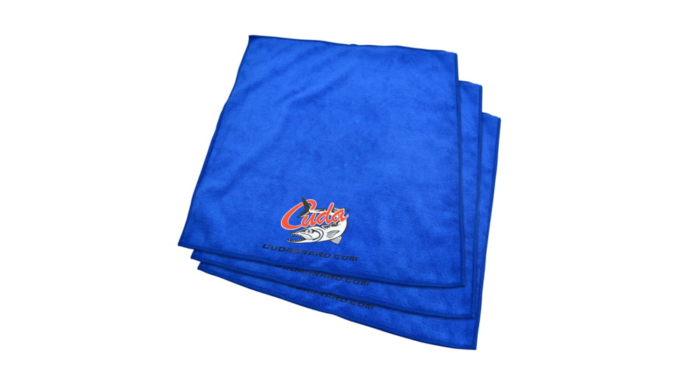 Cuda Knives Cuda Microfiber Towel 3pk, 16in X 16in, Pack Of Three, Stain And Odor Resistant, Cuda Logo, Microfiber Construction, Blue, Blue, 18217