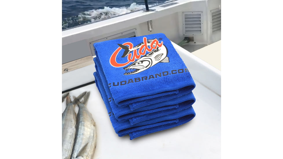 Cuda Knives Cuda Microfiber Towel 3pk, 16in X 16in, Pack Of Three, Stain And Odor Resistant, Cuda Logo, Microfiber Construction, Blue, Blue, 18217
