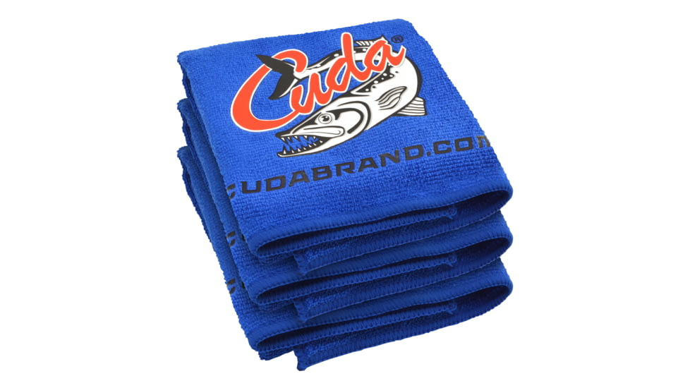 Cuda Knives Cuda Microfiber Towel 3pk, 16in X 16in, Pack Of Three, Stain And Odor Resistant, Cuda Logo, Microfiber Construction, Blue, Blue, 18217