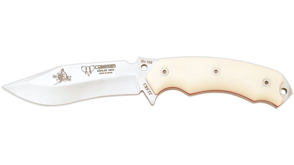 Cudeman 124 Quality Fixed Blade Knife, 12 cm, Bohler N-695, White Micarta w/ Red Liners, 124-BK