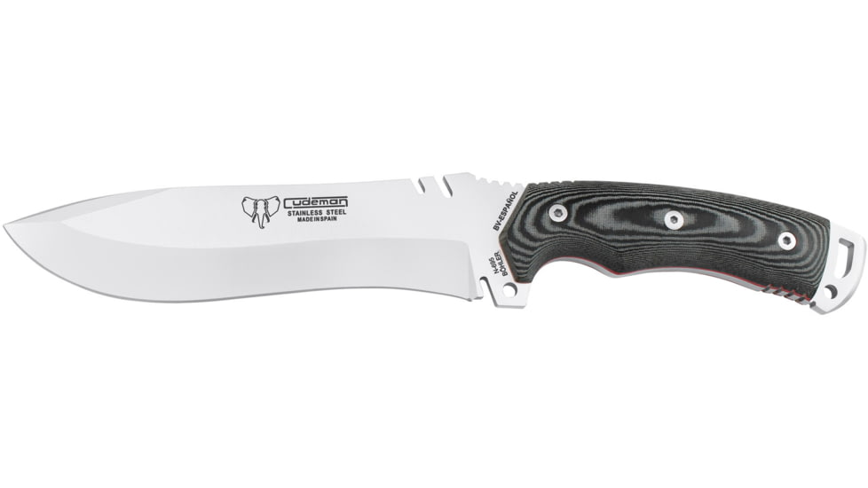 Cudeman 299 Quality Fixed Blade Knife, 18 cm, Bohler N-695, Black Micarta w/ Red Liners, Black Leather Sheath, 299-B