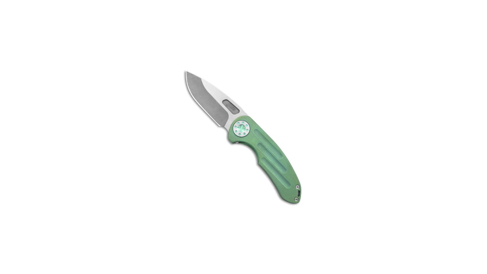 Curtiss Custom Knives Curtiss Custom Knives F3 Medium Frame Lock Knife Ti/Green 3.25&quot; Two Tone, Green, CPM MagnaCut, adult, BHQ-178910