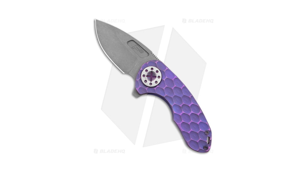 Curtiss Knives F3 Compact Folding Knife, 2.50in, CPM MagnaCut, Drop Point Blade, Titanium, Purple Handle, PM Milled Ti/Purple, Purple/Gray, 6.25 inch, BHQ-178868