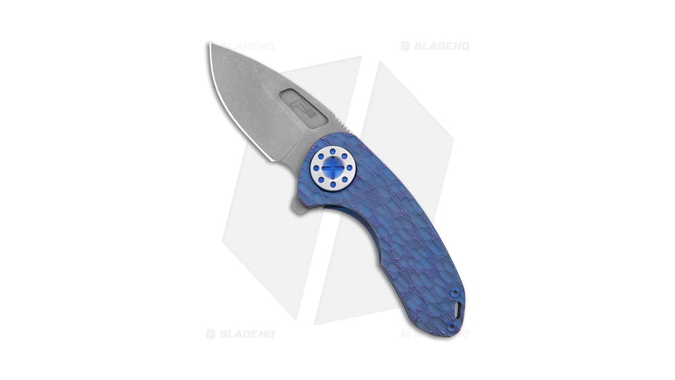 Curtiss Knives F3 Compact Folding Knife, 2.50in, CPM MagnaCut, Drop Point Blade, Titanium, Blue Handle, FJ Milled Ti/Blue, Blue/Gray, 6.25 inch, BHQ-178871