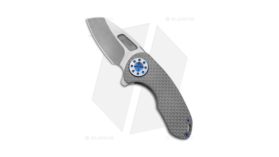 Curtiss Knives F3 Compact Folding Knife, 2.50in, CPM MagnaCut, Wharncliffe Blade, Titanium, Blue/Gray Handle, Ti/WF, Two Tone, Blue/Gray/Gray, 6.25 inch, BHQ-178884