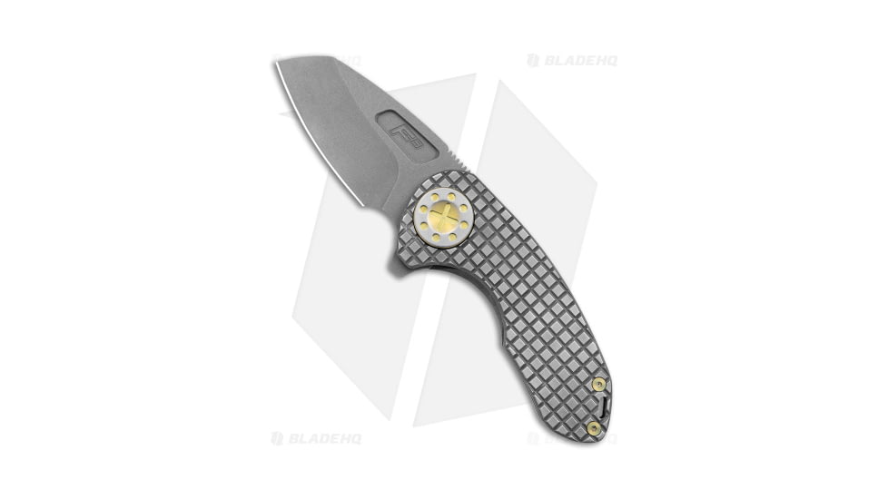 Curtiss Knives F3 Compact Folding Knife, 2.50in, CPM MagnaCut, Sheepsfoot Blade, Titanium, Gray Handle, Checkered Gray Ti WF, Gray/Gray, 6.25 inch, BHQ-178890
