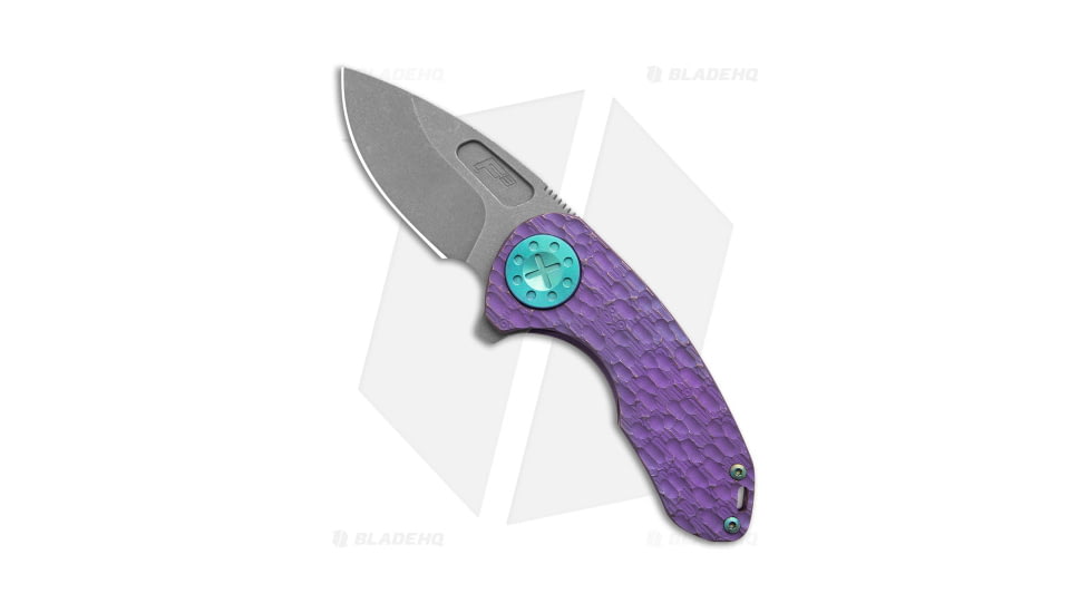 Curtiss Knives F3 Compact Folding Knife, 2.50in, CPM MagnaCut, Drop Point Blade, Titanium, Purple Handle, FJ Milled Ti/Purple, Purple/Gray, 6.25 inch, BHQ-186473