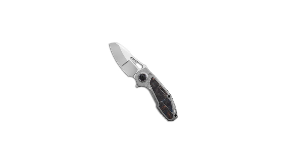 Custom Knife Factory Custom Knife Factory Peace Duke 2.0 Frame Lock Knife Crystal Ti/CF3" Stonewash, Gray/Black, Bohler M398, adult, BHQ-234018
