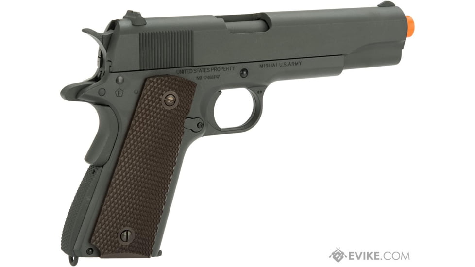 Cybergun / Spartan Military &amp; Law Enforcement Officially Licensed Colt 1911A1 Pistol with Parkerized Finish by Cybergun, Gun Metal / Brown, 180532 / EVKCCB760BAB
