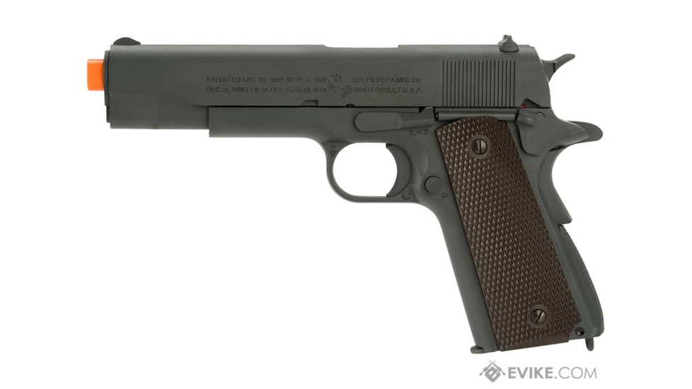 Cybergun / Spartan Military &amp; Law Enforcement Officially Licensed Colt 1911A1 Pistol with Parkerized Finish by Cybergun, Gun Metal / Brown, 180532 / EVKCCB760BAB