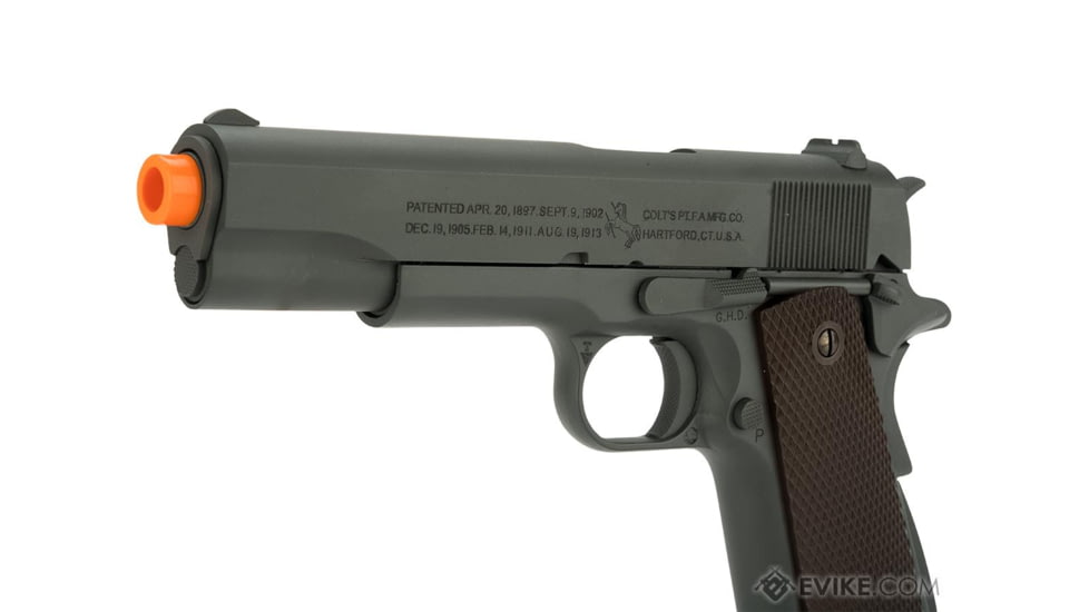 Cybergun / Spartan Military &amp; Law Enforcement Officially Licensed Colt 1911A1 Pistol with Parkerized Finish by Cybergun, Gun Metal / Brown, 180532 / EVKCCB760BAB