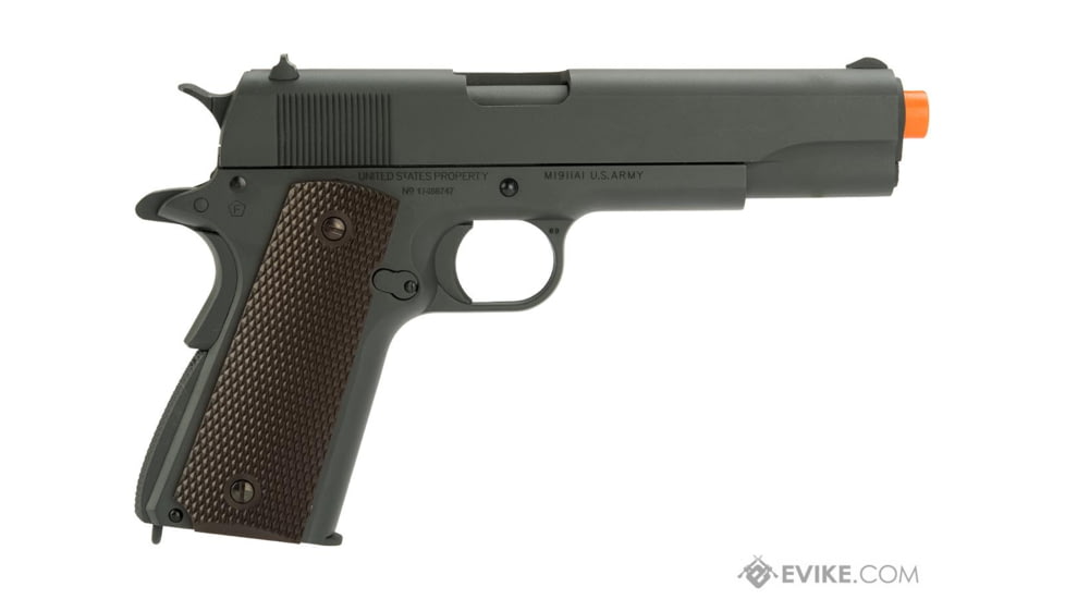 Cybergun / Spartan Military &amp; Law Enforcement Officially Licensed Colt 1911A1 Pistol with Parkerized Finish by Cybergun, Gun Metal / Brown, 180532 / EVKCCB760BAB