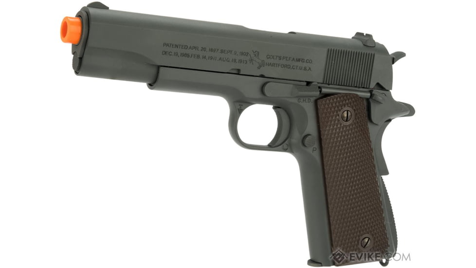 Cybergun / Spartan Military &amp; Law Enforcement Officially Licensed Colt 1911A1 Pistol with Parkerized Finish by Cybergun, Gun Metal / Brown, 180532 / EVKCCB760BAB