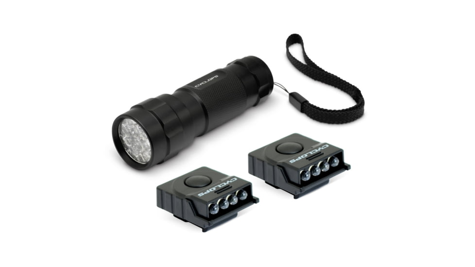 Cyclops Headlamp With14 LED Flashlight &amp; 2 Ultimate Mini LED Hat Clip Lights Combo, CYC-FLHC