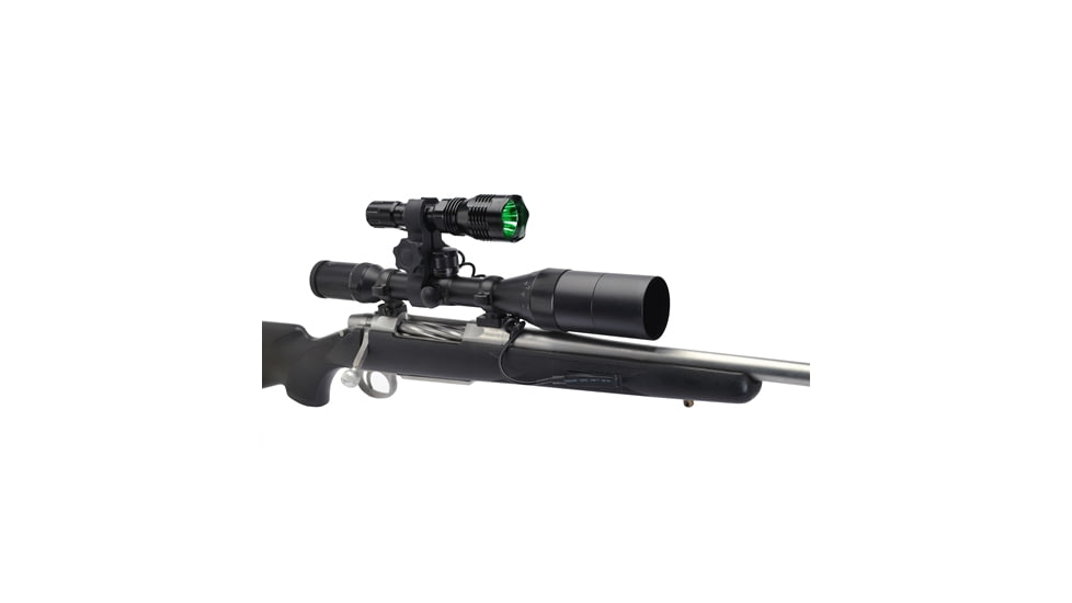 Cyclops Scope Mounted Varmint Light, Rechargeable LED Flashlight w/ Green LED, 250 Lumens, Clam Pack, Black, CYC-VB250NC