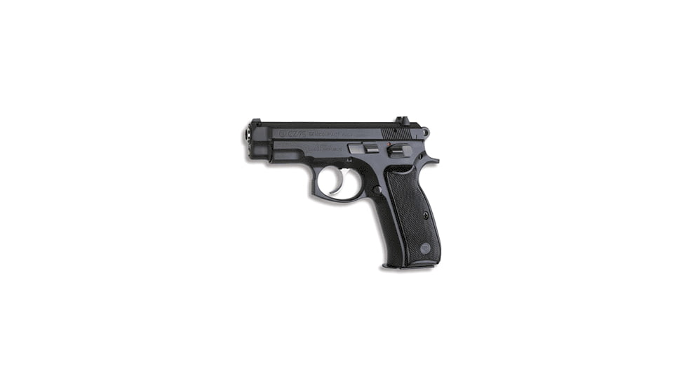 CZ-USA 75-Semi-Compact Pistol, 9mm Luger, 3.9in barrel, steel frame, black plastic grip, recoil operated semi-automatic, fixed white 3-dot, 16 round magazine, CZ75SEMICT9MM3.91FRRMPG