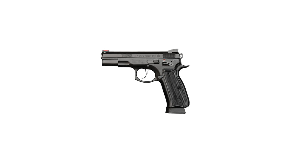 CZ-USA 75-Shadow Pistol, 9mm Luger, 4.7in barrel, black polycoat steel frame, black rubber grip, recoil operated semi-automatic, fiber-optic front, Novak rear, 18 round magazine, CZ-75 SW-9MM-4.7-1-FRRMPG