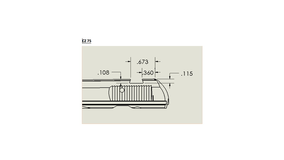 CZ Custom Suppressor Height Pistol Sight Set, CZ 75, Rear, Black, 10663