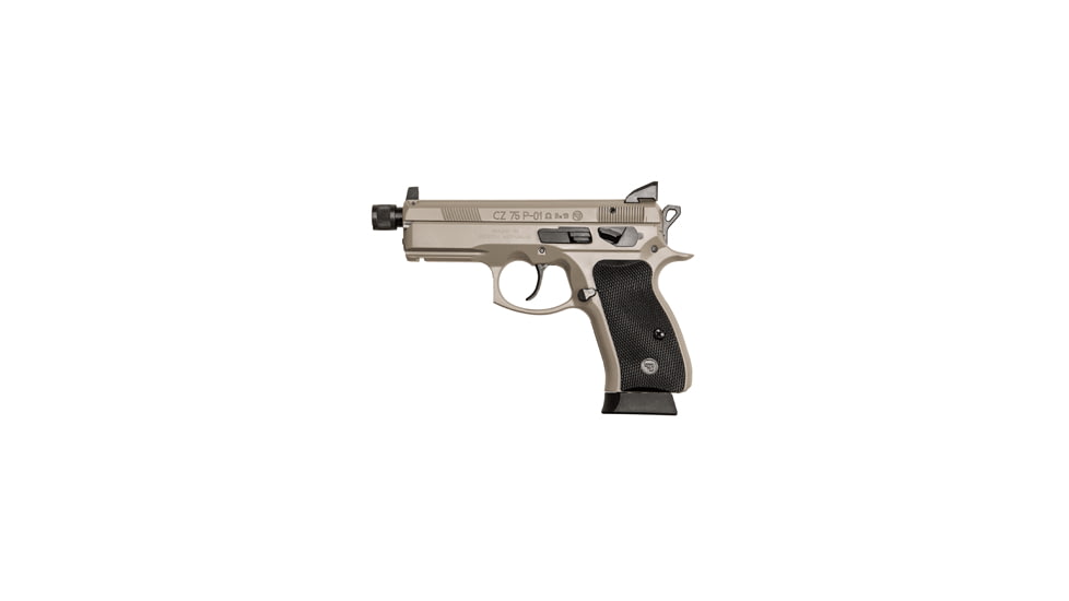 CZ-USA P-01-Omega Pistol, 9mm Luger, 4.4in barrel, aluminum alloy frame, black rubber grip, recoil operated semi-automatic, 3-dot fixed night sights, 16 round magazine, CZP01OMEGA9MM4.41FRRMPG