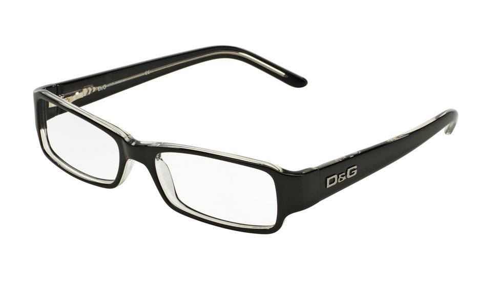 D&amp;G DD 1146 Eyeglasses Styles Black Top On Clear Frame w/Non-Rx 50 mm Diameter Lenses, 675-5016, DandG DD 1146 Eyeglasses Styles Black Top On Clear Frame w/Non-Rx 50 mm Diameter Lenses