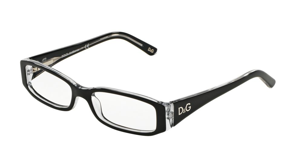 D&amp;G DD 1179 Eyeglasses Styles - Black Top On Clear Frame w/Non-Rx 49 mm Diameter Lenses, 675-4916