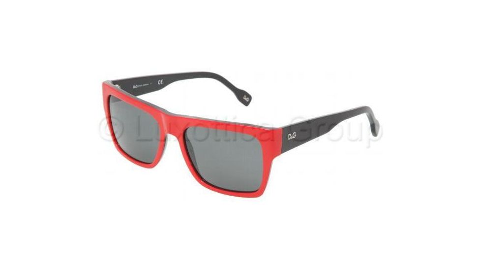 D&G DD3044 Sunglasses 768/87-5618 - Red On Black Gray Blue