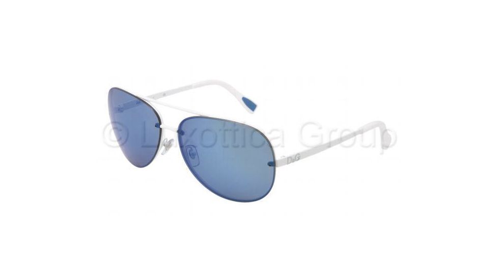 D&amp;G DD6086 Sunglasses 011/55-6414 - White Frame, Blue Mirror Lenses