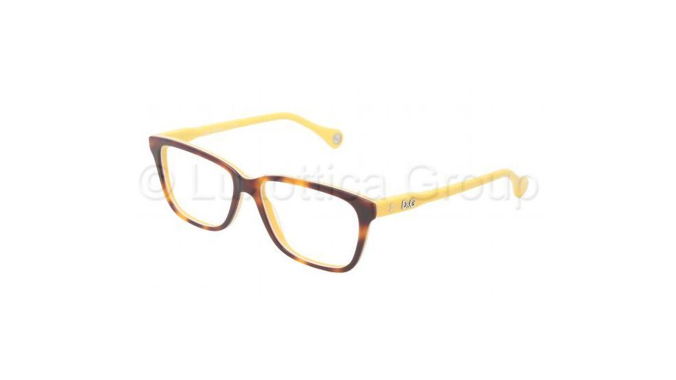 D&amp;G VIBRANT COLOURS DD1238 Eyeglass Frames 2606-5215 - Havana On Yellow Frame, Clear Lens Lenses