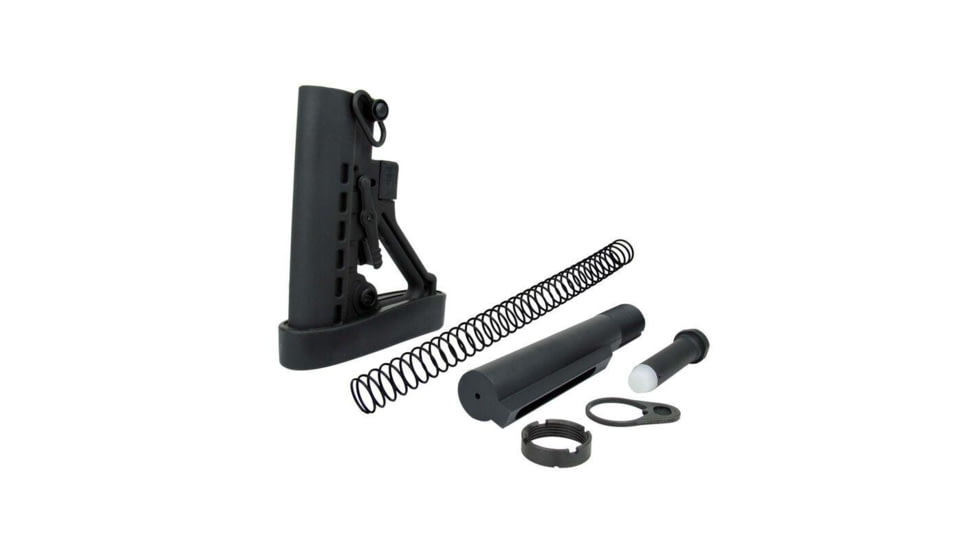 TacFire AR-15 Mil-Spec Buffer Tube Kit w/6 Position Stock w/ Buttpad, Black, Small, MAR050-B