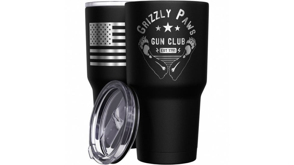 We the People Holsters Grizzly Paws Gun Club + American Flag Stainless Steel Tumbler 9E2918F5, 4484908580962