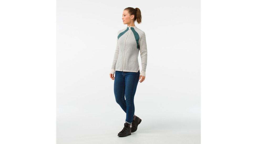 Smartwool Dacono Ski Full Zip Sweater-Women's, Moonbeam Heather, Extra Small, SW000315A10-XS