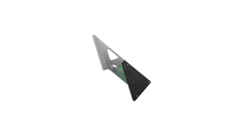 Daggerr Knives Card Folding Knife, 3.30in, 8Cr13MoV, Carbon Fiber, Titanium, Black/Green Handle, Black/Green/Gray, 6.15 inch, BHQ-199724