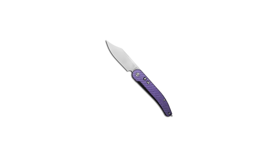 Daggerr Knives Daggerr Knives Navaja Clasico Button Lock Knife Purple CF 5.6" Satin M390, Purple, Bohler M390, adult, BHQ-228497