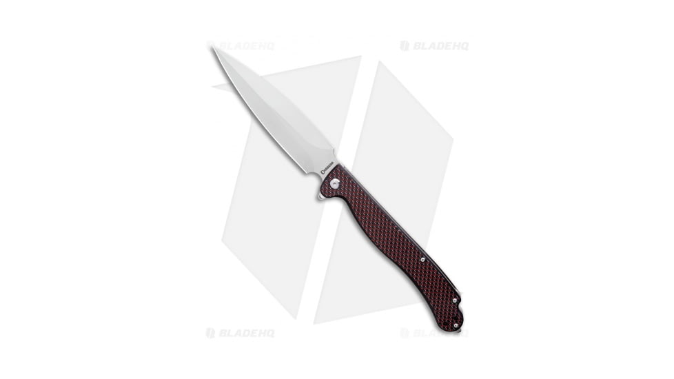 Daggerr Knives Vendetta Folding Knife, 5.00in, D2, Dagger Blade, Carbon Fiber, G-10, Black/Red Handle, Black/Red/Gray, 11.12 inch, BHQ-126223