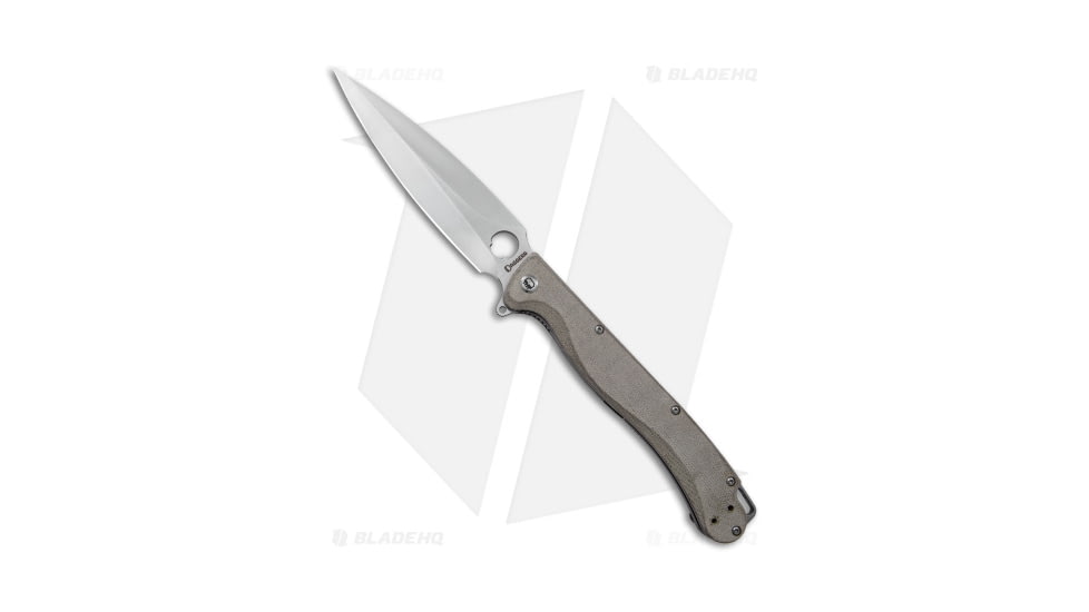 Daggerr Knives Vendetta Folding Knife, 5.00in, VG10, Dagger Blade, Micarta, Green Handle, Green/Gray, 10.90 inch, BHQ-144324