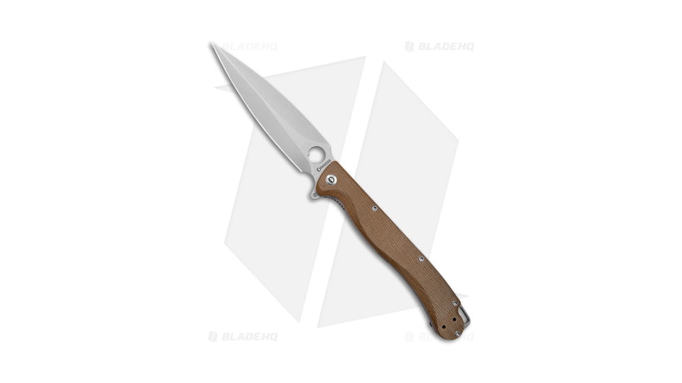 Daggerr Knives Vendetta Folding Knife, 5.00in, VG10, Dagger Blade, Micarta, Brown Handle, Brown/Gray, 10.90 inch, BHQ-179370
