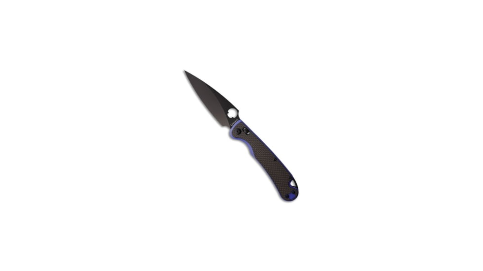 Daggerr Knives Zhalo Folding Knife, 3.875in, D2, Spear Point Blade, Carbon Fiber, G-10, Black/Blue Handle, Black/Blue/Black, 8.625 inch, BHQ-213365