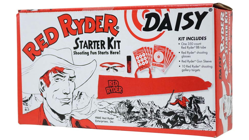 Daisy Red Ryder Starter Kit, Gun Sleeve/Shooting Gallery/Targets/Shooting Glasses, Red, 993163-304