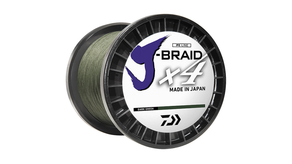 Daiwa J-Braid 4X Braided Line w/ Bulk Spool, 65lb, 3000yd, Dark Green, JB4U65-3000DG