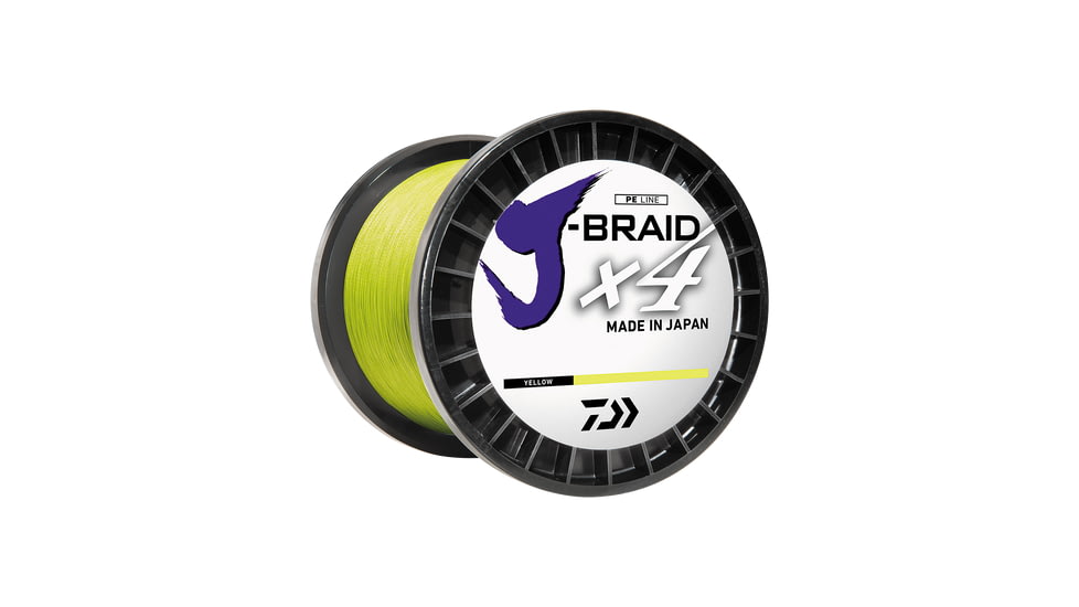 Daiwa J-Braid 4X Braided Line w/ Bulk Spool, 3000yds, 40lb, Fluorescent Yellow, JB4U40-3000FY