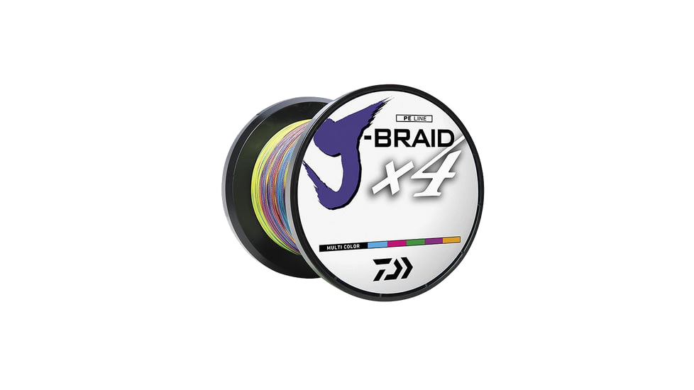 Daiwa J-Braid 4X Braided Line w/ Bulk Spool, 3300yds, 10lb, Multi-Color, JB4U10-3300MU