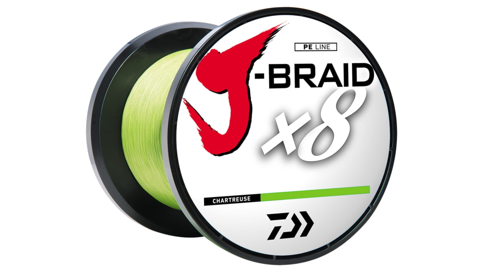 Daiwa J-Braid 8X Braided Line w/Bulk Spool, 3000yds, 40lb, Chartreuse, JB8U40-3000CH