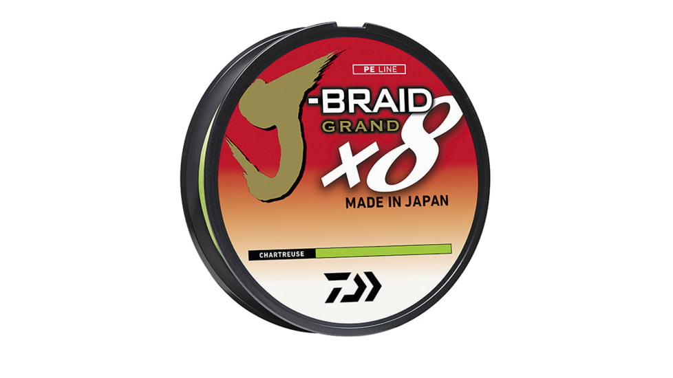 Daiwa J-Braid x8 Grand Braid Line w/Bulk Spool, 3000yds, 10lb, Chartreuse, JBGD8U10-3000CH
