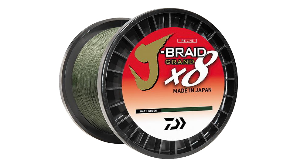Daiwa J-Braid x8 Grand Braid Line w/Bulk Spool, 3000yds, 8lb, Dark Green, JBGD8U8-3000DG