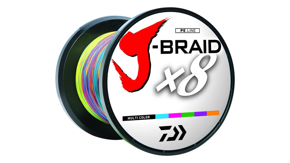 Daiwa J-Braid 8X Braided Line w/Bulk Spool, 3000yds, 50lb, Multi-Color, JB8U50-3000MU