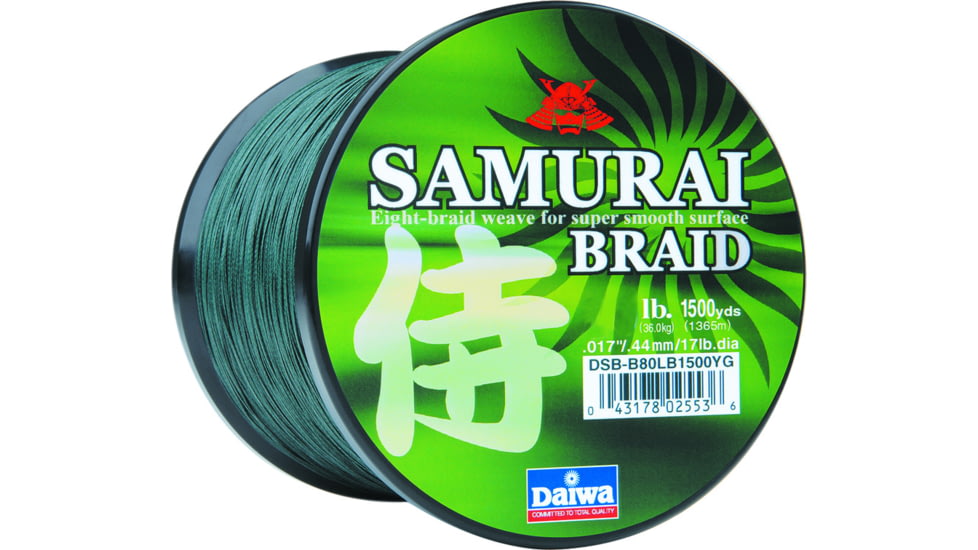 Daiwa Samurai Braid Line w/Filler Spool, 20lb, 1500yd, Green, DSB-B20LBG